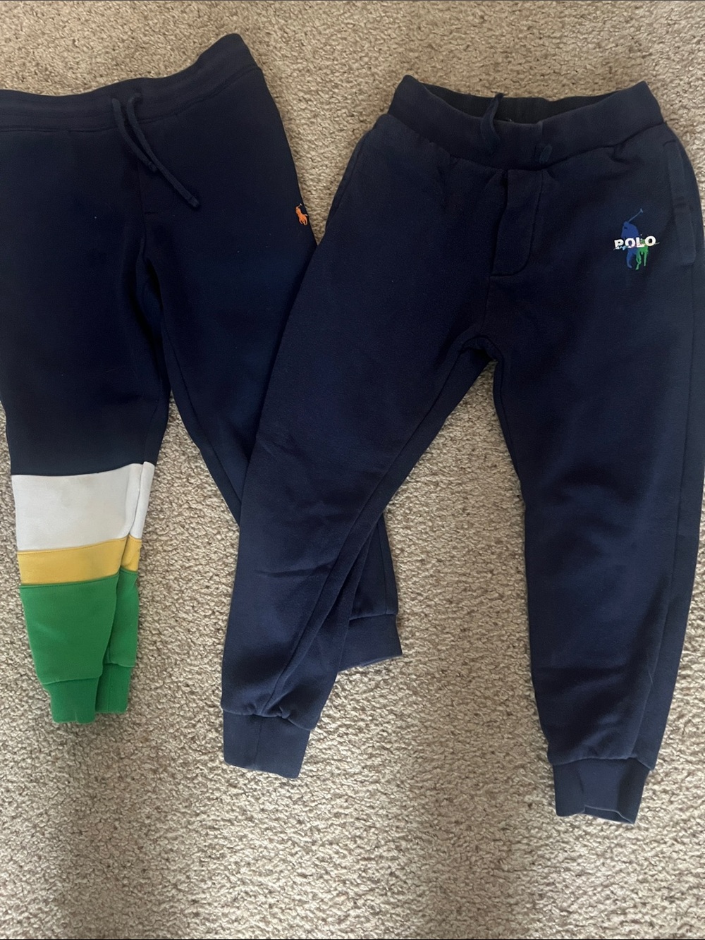 Polo by Ralph Lauren Navy Kids Jogger Pants with Green & Yellow Accents
